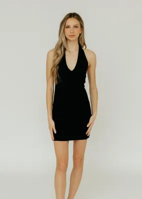 Éterne Halter Mini Dress in Black